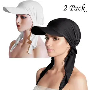 2 Pack Chemo Headwear for Women Brim Visor Head Scarf Pre Tied Headwraps Lightweight Skull Cap