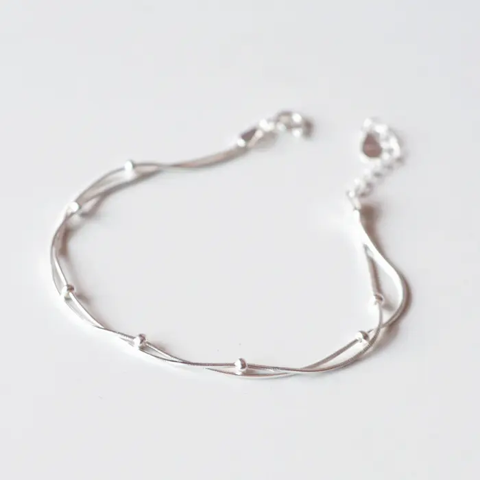 925 Sterling Silver Bracelet Women's Fashion Simple Small Round Ball Bracelet Elegant Sterling Silver Jewelry