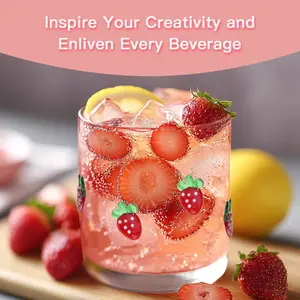 Physkoa Set of 2 Strawberry Juice Glasses – Cute 400ml Glass Coffee Cups for Women – Strawberry Style Glass for Cocktails, Juices or Bridal Shower Gifts Tonalá Hand-Blown Highball Glass Tumbler