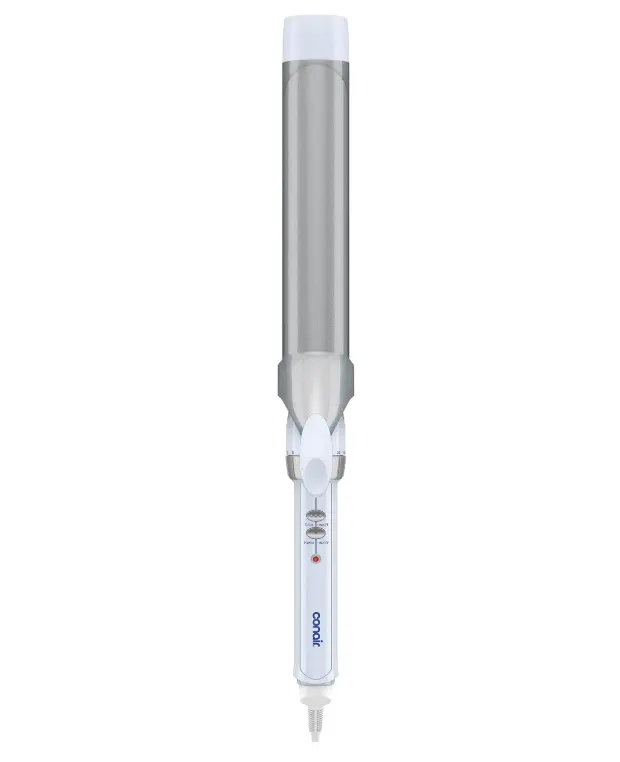 Conair Double Ceramic 1 1/2-In. XL Barrel Curling Iron, Blue/Silver | Extra-long 6-in. barrel (1.5 In.) styles big soft waves on medium to long hair
