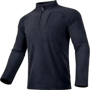 Men's Lightweight Fleece Warm Stand-up Collar Zipper Sweatshirt - Moisture-absorbent, Breathable, Long-sleeved Casual Puller With Pockets, Elastic Fabric Suitable For Hiking, Jogging, Outdoor Activities And Daily Wear