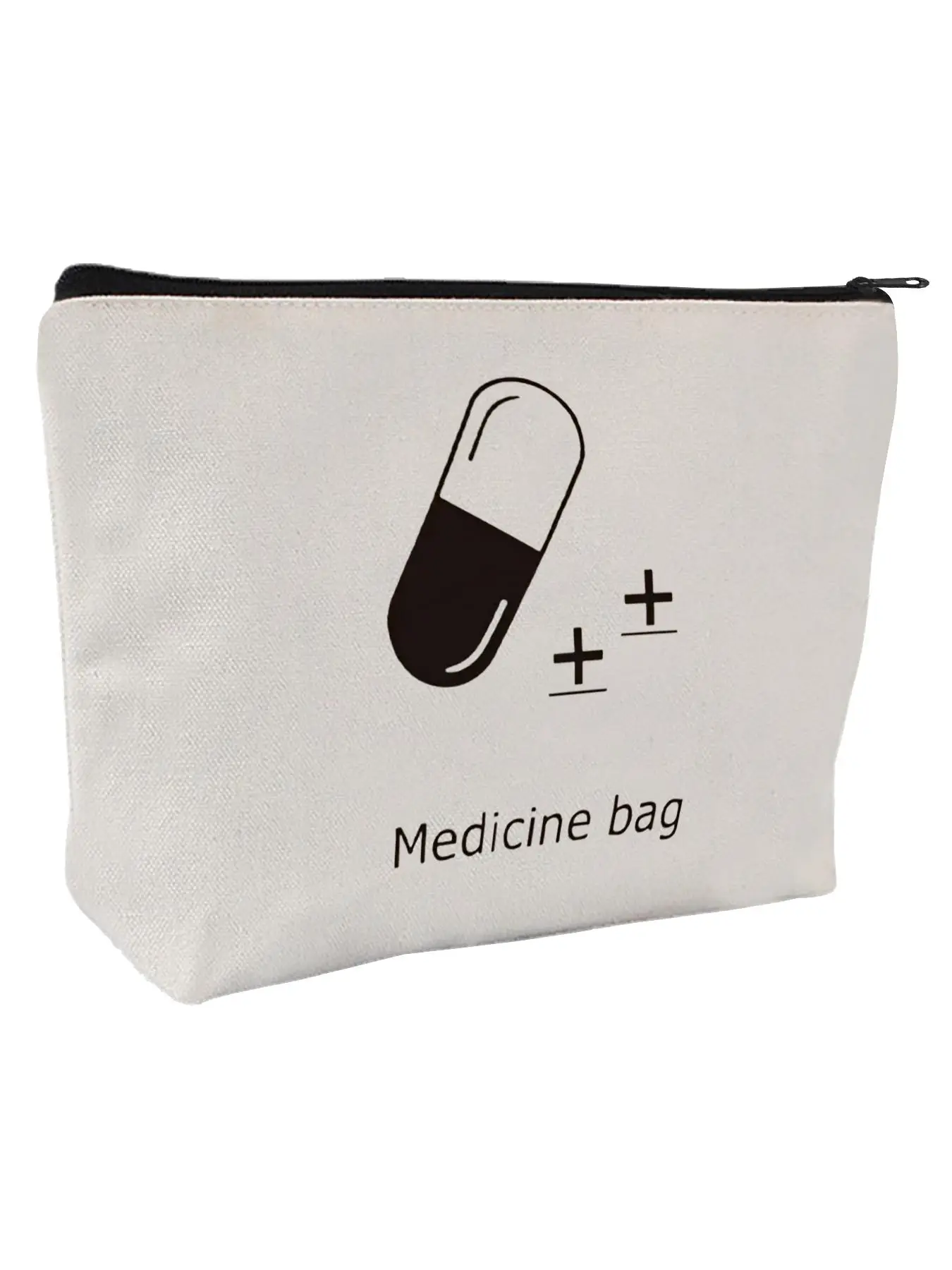 Letter & Graphic Print Cosmetic Bag, Durable Zipper Closure Travel Makeup Organizer, Stylish Make-up Bag, Multi-purpose Stationery and Accessories