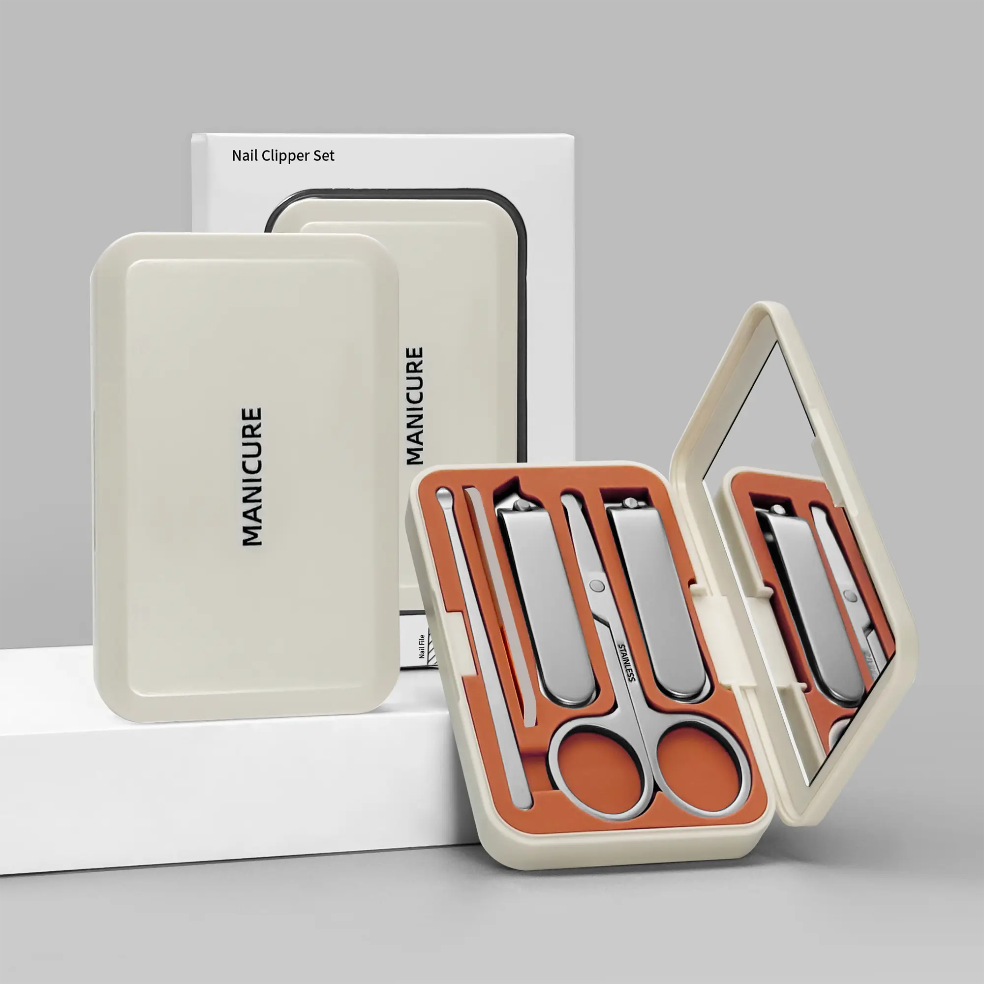 Professional Nail Clipper Set with Storage Box, 5-Piece Set Portable Manicure & Pedicure Tool, Nail Clippers and Nail Trimmer, Nail Cutter Kit, Nail Care Tool for Home & Travel, Body Care Nail Supplies, Birthday Gift, Nail Tools