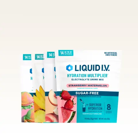 Liquid I.V. Hydration Multiplier Sugar-Free - Zero Sugar Splash Pack - Hydration Powder Packets | Electrolyte Powder Drink Mix | Convenient Single-Serving Sticks | Zero Sugar or Artificial Sweeteners | 4 Pack (56 Servings)