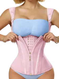 Size down one size recommended Women's Plain Zip Up Waist Trainer, Adjustable Hook Eye Design Breathable Comfortable Waist Cincher, Tummy Control Shapewear Cincher, Double Compression Shaper Belt, Body Shaping Underwear
