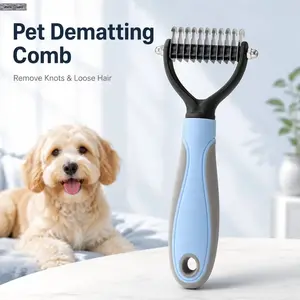 Dog Grooming Hair Removal Comb Brush – Double-Sided Pet Deshedding & Knot Remover Tool, Gentle on Skin, Easy Home Grooming for Small & Large Dogs, Reduces Shedding & Matted Fur, Daily Pet Care Essential
