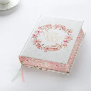 KJV Holy Bible, My Promise Bible, Hardcover w/Bible Tabs, Coloring Stickers, Ribbon Markers, King James Version, White/Pink Floral Wreath (KJV Promise Editions)