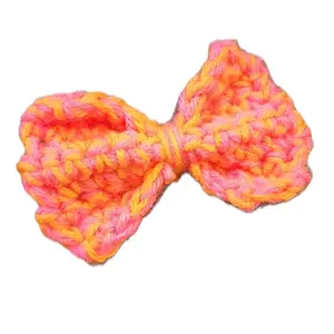 Pink and Orange Crochet Bow - Soft and Cute Design