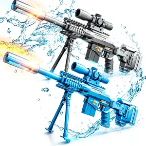 2026 New Electric Water Gun 140ML | Rechargeable Automatic Water Blaster with Scope & Bipod for Summer Outdoor Water Battles, Toy for Kids & Adults