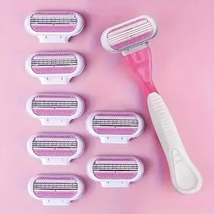 Men'S And Women'S Manual Safety Razors with Three-Layer Stainless Steel Blades And Replaceable Razor Heads