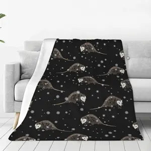 Opossum Throw Blanket Soft Cozy Plush Warm Fleece Blanket for Sofa Couch Bed 60"X50"