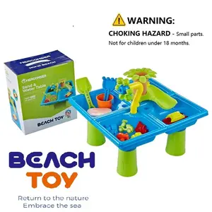 Beach Game Table Set, Indoor Outdoor Sand Water Play Toy with Sensory Play Role-Playing Accessories, Holiday Gift Summer Beach Fun Kit, Festival Gift