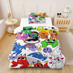 "Incredibox" Comforter Set, "Sprunki" Themed Print,Including 1 Quilt and 1 or 2 Pillowcases Without Pillows,Suitable as Fashionable Bedding Set for Family or Friends,Soft and Warm Fan Bedroom Decoration, Soft Bedding Sets