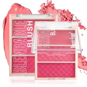 3 Color Matte Blush Palette, 2 Color Powder 1 Color Cream Waterproof Long Lasting High Pigment Skin Friendly Portable Blusher