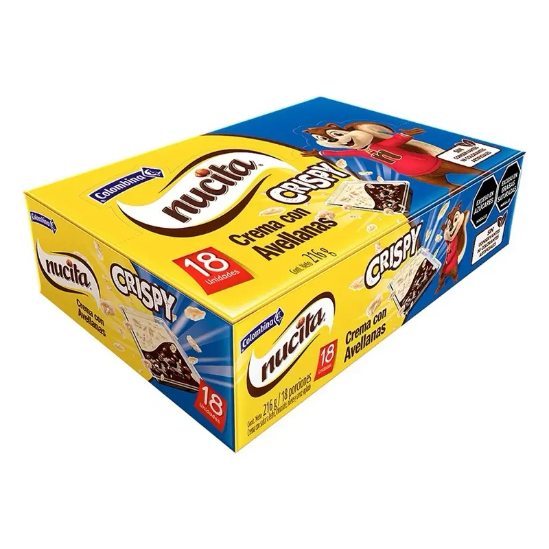 Colombina Nucita Crispy Sweet Chocolate Cream with Hazelnuts - 18 Pieces Snack Dessert Colombina Nucita Crispy Sweet Chocolate Cream with Hazelnuts - 18 Pieces Snack Dessert