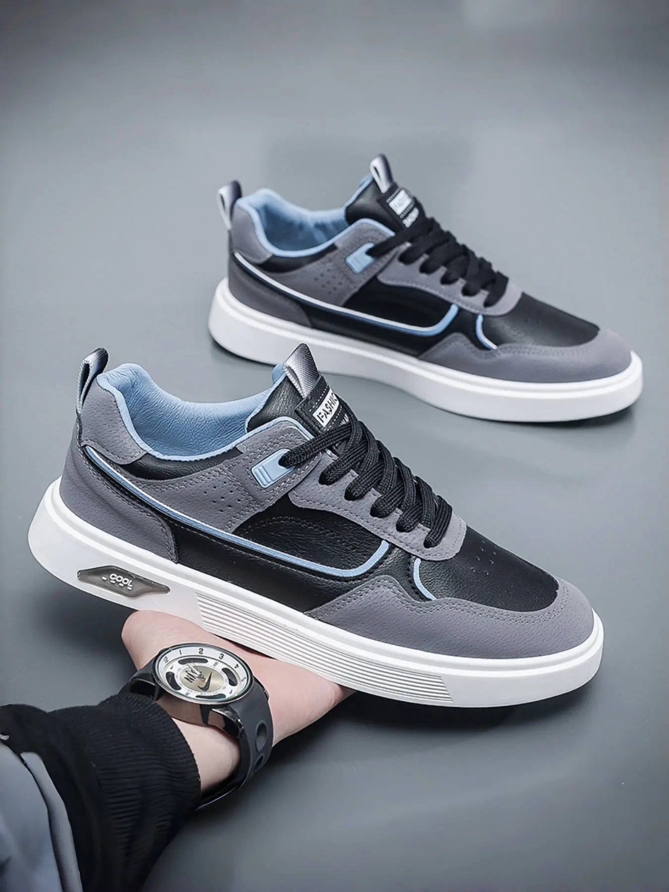 Youth Leather Casual Skate Shoes | Water-Resistant Design | Street Style Sneakers Casual Skateboarding Shoes, Streetwear Shoes, Skater Shoes