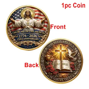 1pc 250th Anniversary of American Independence Day Commemorative Coin, May God bless America, Unique Collectible Gift for Family and Friends, Perfect Holiday Present