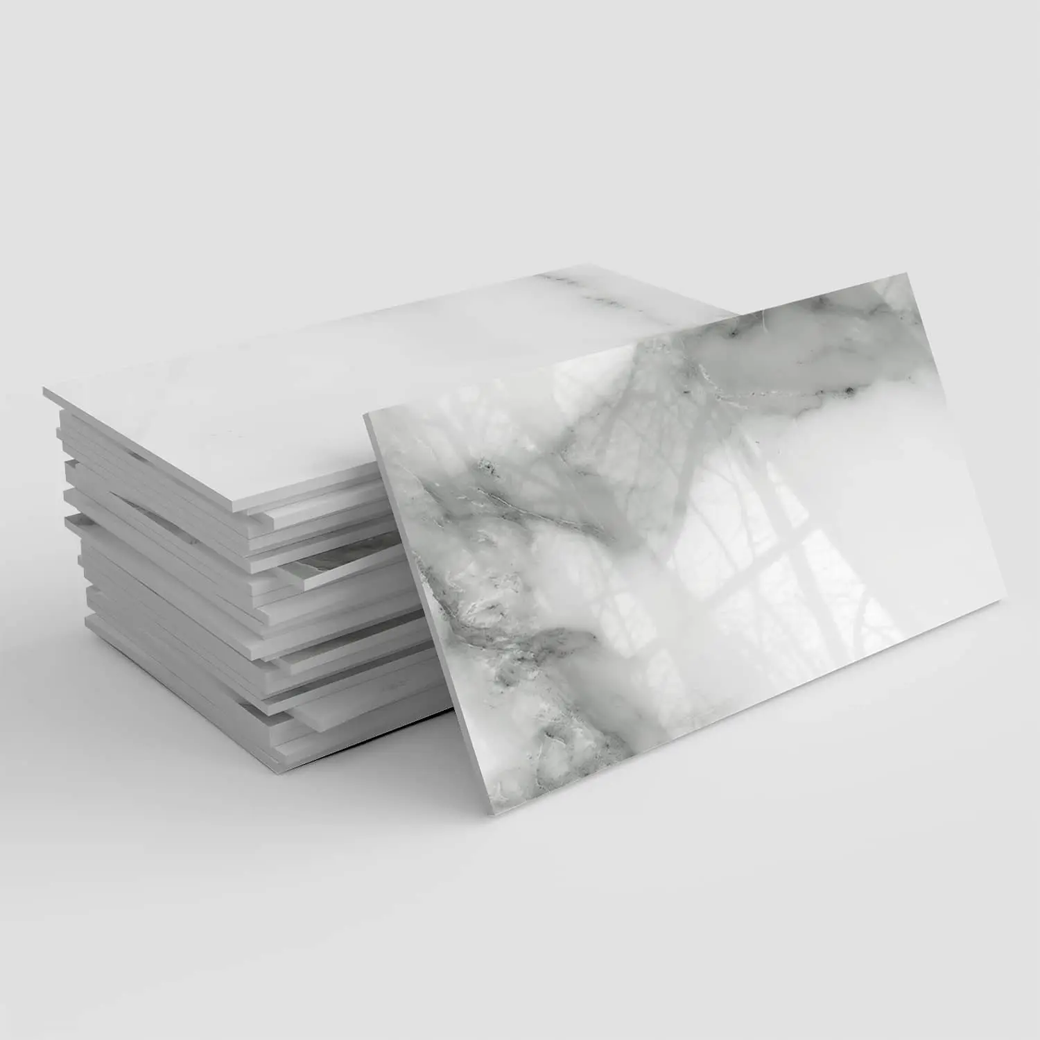 24/48/96 PCS TSF PVC+PET Crystal Foam Self Adhesive Film Tile Stickers White Grey Veined Marble Pattern Waterproof Oil-Proof for Kitchen Bathroom Floor Ceiling Tile Old Wood Home Decoration Decorative Tiles Stickers Decorative Stickers Adhesive Decals