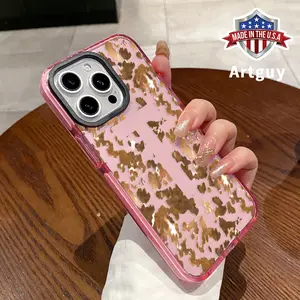 Phone Case for iPhone 16 Plus 15 Pro Max 14 13 12 11 Brown Spots Cross Pattern Non-Yellowing Shockproof Soft Silicone Transparent Cover