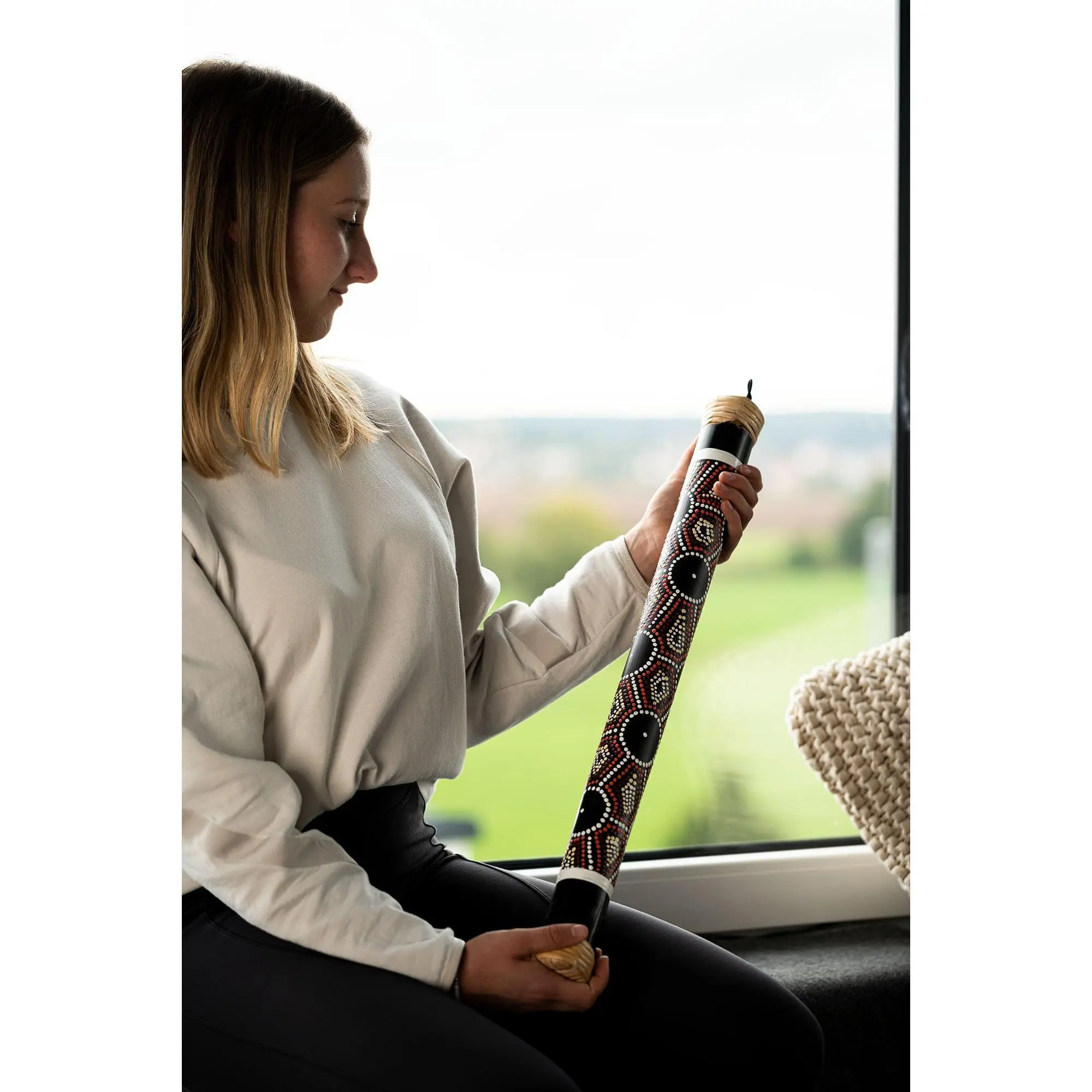 Meinl Sonic Energy Bamboo Rainstick, Dot-Painted Black