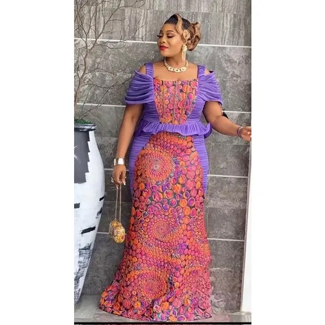 orange and purple maxi dress Floral Embroidered Maxi Dress Purple Green Orange