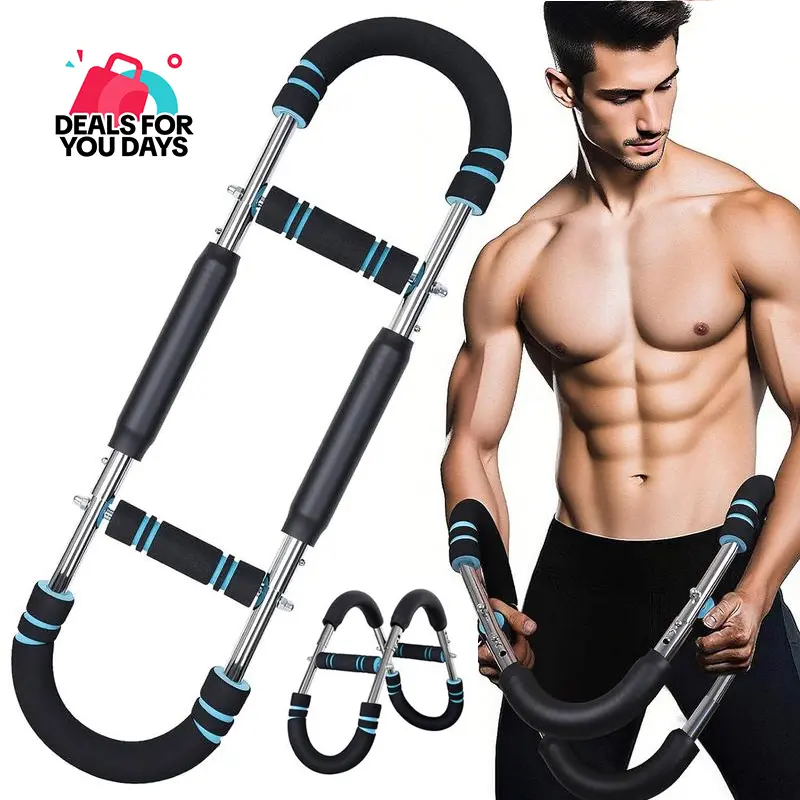 Adjustable Power Twister Bar，with Portable Spring Resistance, Ideal for Upper Body Strength Training, Builds Muscles for Chest Shoulders and Arms, Home Gym Fitness Equipment for Men