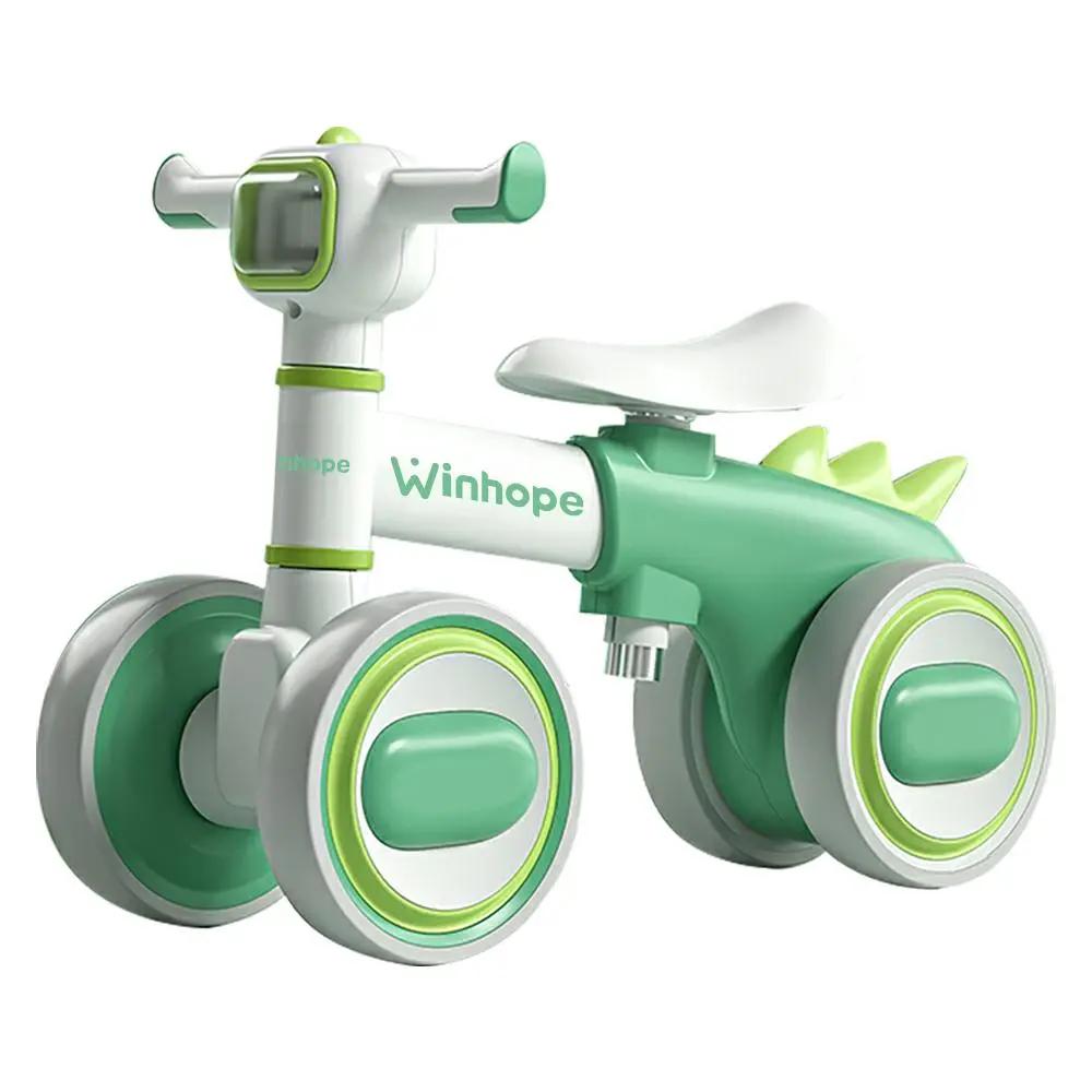 WinHope Dinosaur 4-Wheel Anti-Tip Baby Bike for Toddlers, Built-in Lights & Sound Module, Developmental Ride-On Toy, Suitable for 12–36 Months Walkers, Indoor & Outdoor Play, Boys & Girls Gift