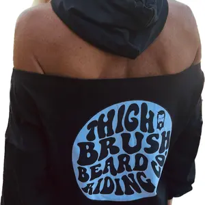 THIGHBRUSH® BEARD RIDING COMPANY - Women's Cold Shoulder Hooded Sweatshirt