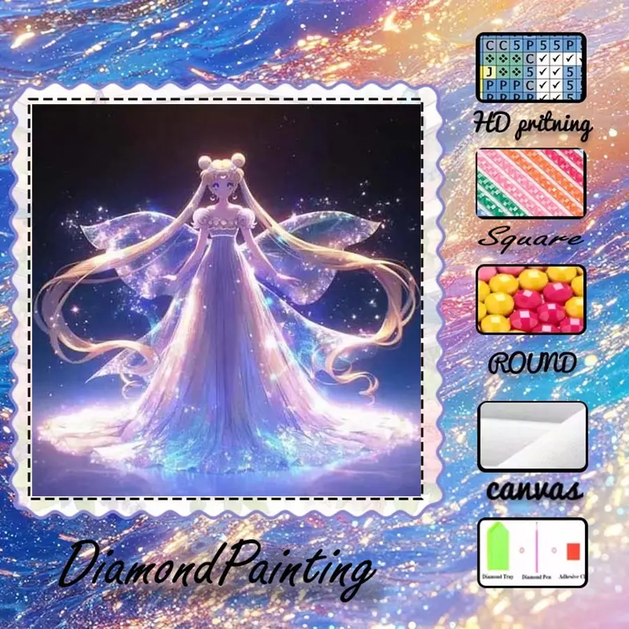 5D-DIY, high-grade velvet canvas, diamond art, diamond painting, beautiful girl, Galaxy, AB diamonds, fairy dust diamonds, crystal diamonds, perfect home decoration, handmade diamond art painting kit, special craft diamond art kit, Diamond Painting Kits