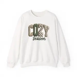 Cozy Faux Crochet Crewneck Sweater sweatshirt cozy season DTG