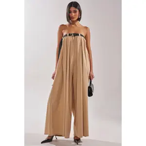 DIANE STRAPLESS OVERSIZED KHAKI JUMPSUIT