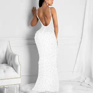 Women’s 2025 Elegant Luxury High-Waist Bodycon Mermaid Dress with Spaghetti Straps, Sparkling Rhinestones and Shiny Beads — Soft, Lightweight, Perfect for Nights, Formal Events, Wedding Guests, Evening Parties, Prom (1 piece)