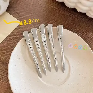Rustproof Metal Alligator Curl Clips with Holes for Hair Styling, Hair Coloring, Large, Silver，Fluffy hair root clip, bangs styling artifact