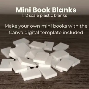 1:12 Scale Mini Book Blanks - 3D Printed Miniature Books for Dollhouses, TBR Jars, Ornaments, Bookshelf Decor, Tiny Books with Canva Template Included