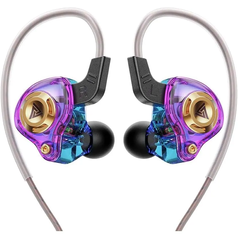 Wired Gaming Earbuds in-Ear Headphones HiFi   Phones in Ear Monitors Deep Bass Sound Wired-Earbuds with 1DD 10mm Dynamic Driver Inear Earphones IEM for Music Gaming Video Calling (Purple)