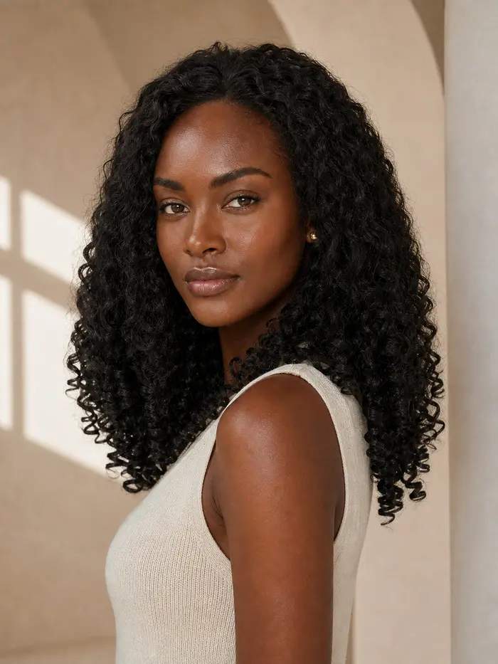 luma 17" Burmese Curly-Inspired Protein Fiber 5x5 Lace Wig - Natural Black 1B