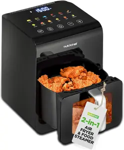 Electric Air Fryer & Steamer with Removable Basket | 6L Food Capacity, 12 Presets, Transparent Window & LED Touch Screen - Adjustable Temperature Upto 400°F - Countertop Kitchen Appliances for Daily Use