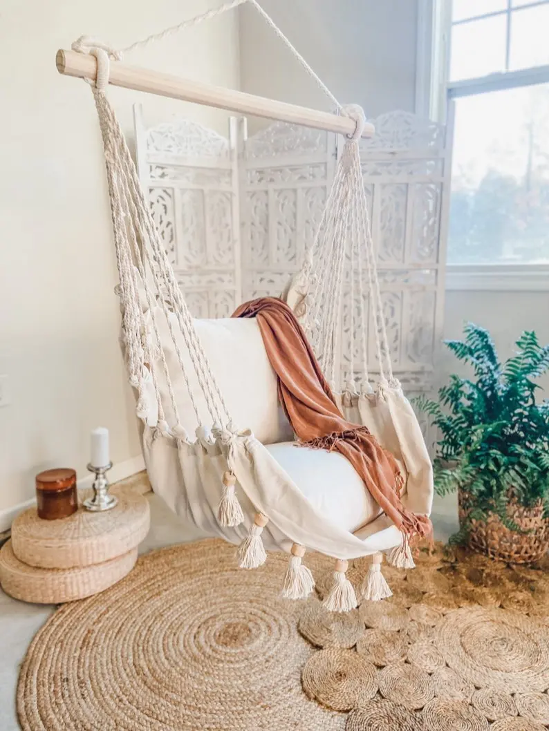 Hammock Chair, Hanging Chair, Kids Bedroom Swing, Macrame Swing Chair, Hanging chair in bedroom, Indoor swing, Indoor Macrame Hammock chair