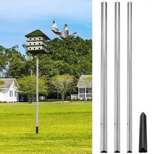 Telescoping Purple Martin House Pole with Ground Socket 12 ft Heavy Duty 3-Section Telescoping Pole Purple Martin Bird House Heavy Duty Accessories (1 Pcs)