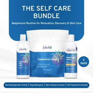 The Self Care Bundle - Magnesium Body Wash, Pure Magnesium Flakes and Magnesium Lotion with Vanilla Scent