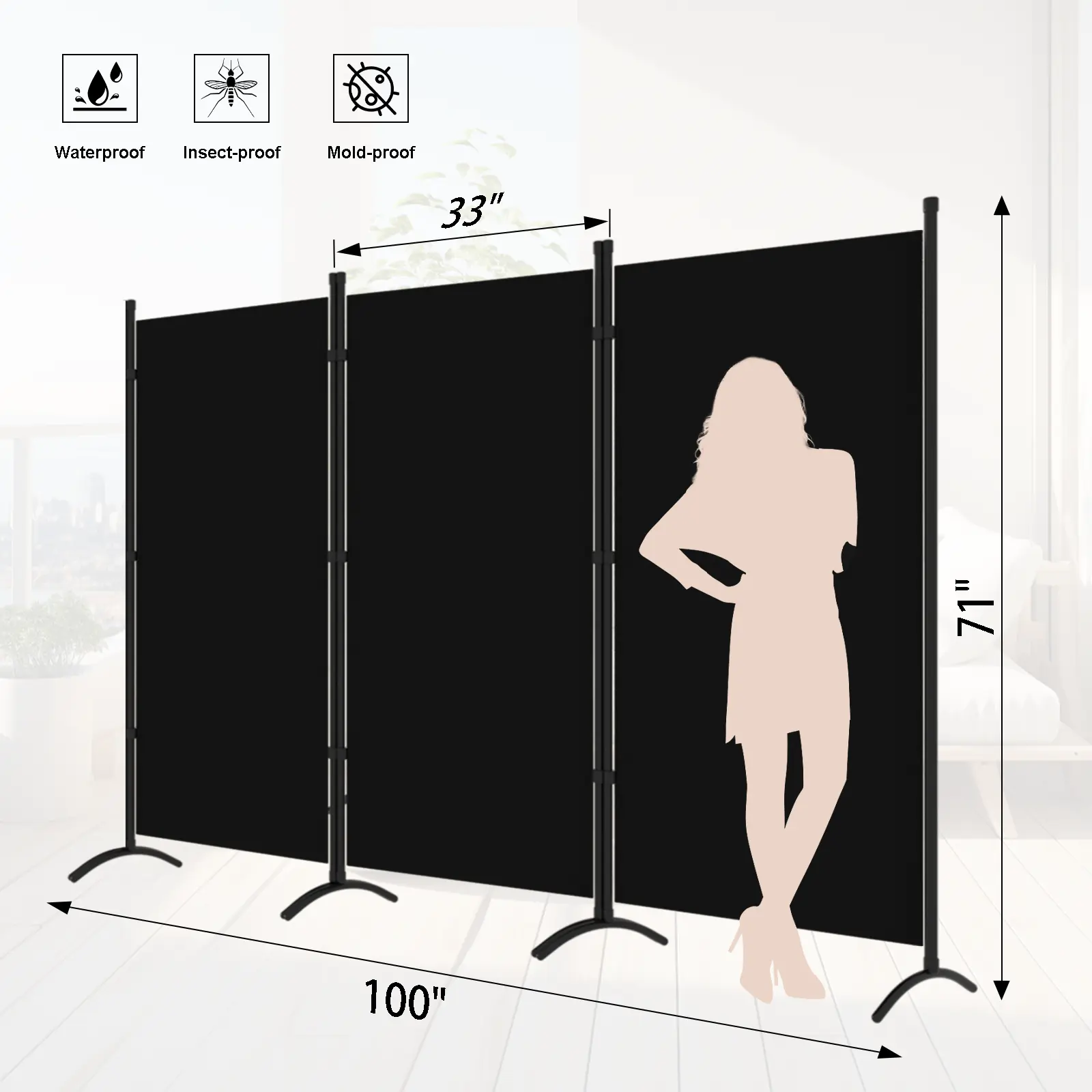 Grezone 3-Panel Folding Room Divider - Freestanding Room Partitions with Steel Frame & Fabric, Apartment Indoor Furniture for Home Office Dorm Decor, Mother’s Day Gift Option summerwins
