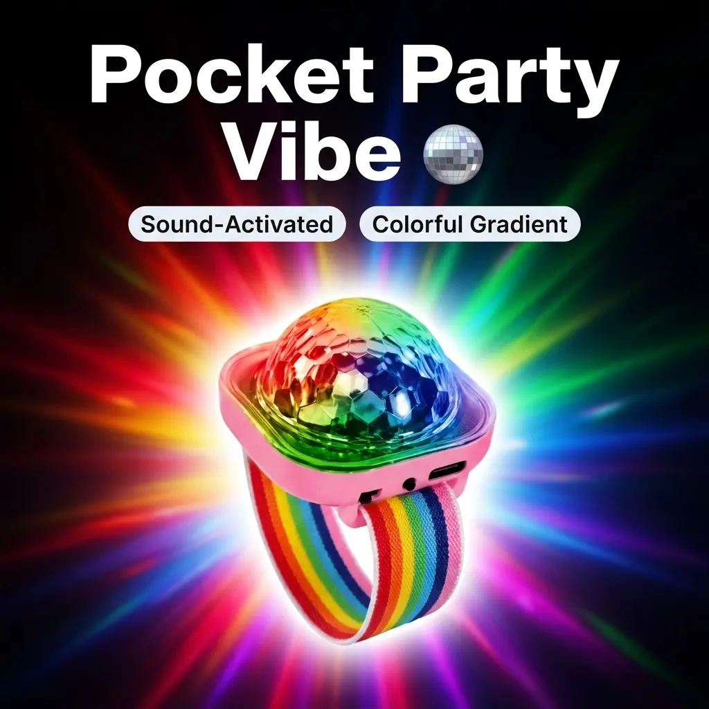 Hands-Free Disco Wrist Light，LED Wristband Light Color Changing Disco Party Strobe Light - Rechargeable RGB Color-Changing Strobe colorful Lamp for Kids Party& Events
