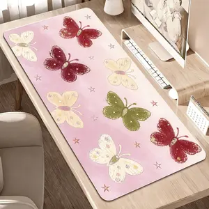 LIVEKEY Extra Large 40x80cm Gaming Mouse Pad   Durable  Non Slip Rubber Base  Stitched Edge Desk Mat  Thick Extended Pad with Pink Fantasy Butterfly Design for PC Laptop Gamers' Precision Control summervibes