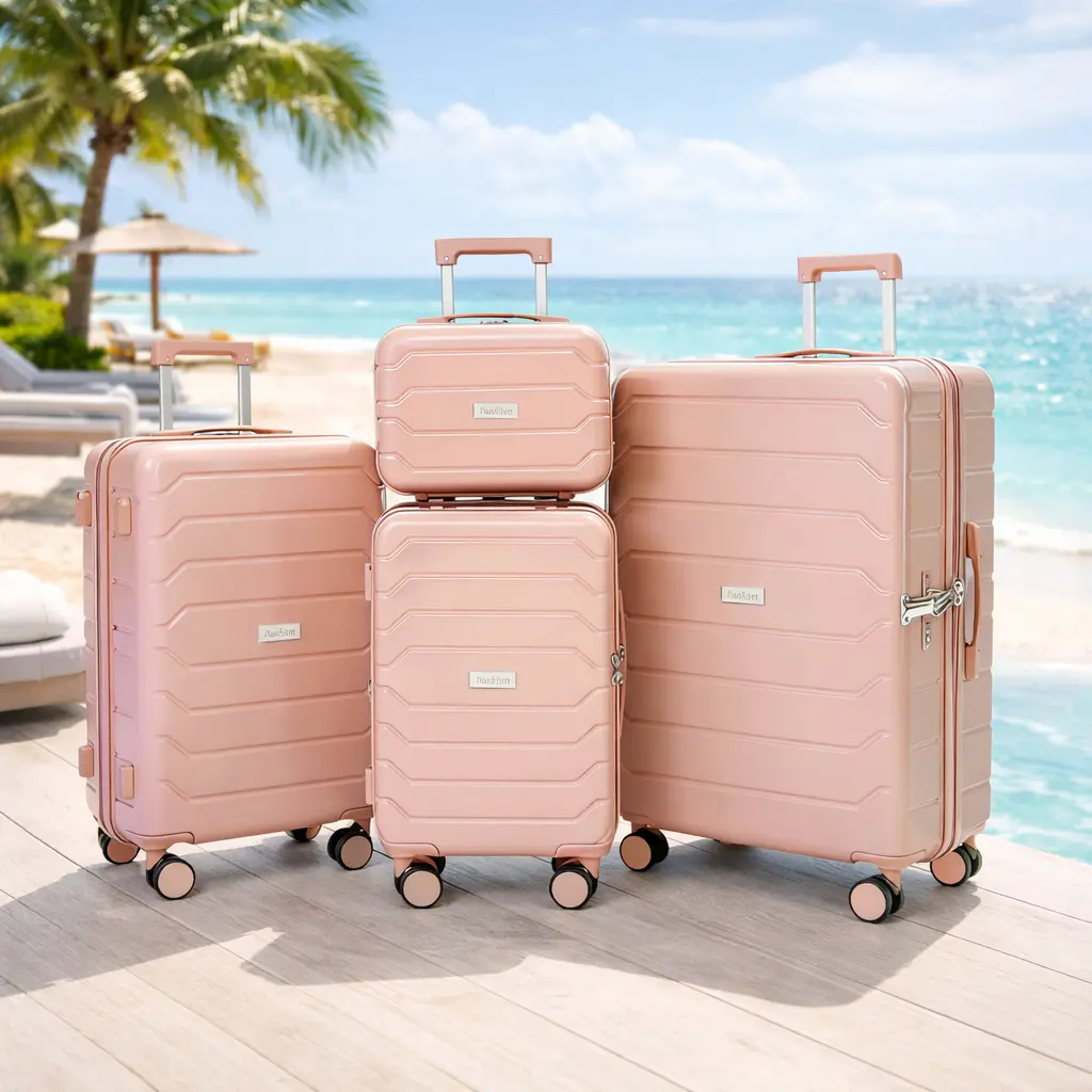 4-Pieces Travel Luggage Set  with Double Spinner Wheels, TSA Lock Hardshell Durable Traveling Bag Luggage Sets (14/20/24/28in) summer travel