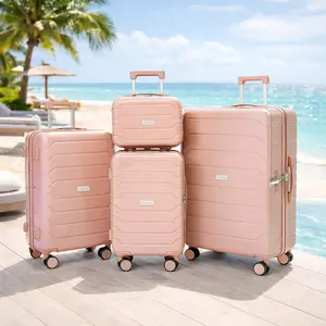 4 Pieces Luggage Sets, ABS +PC Travel Suitcase Set with Double Spinner Wheels, TSA Lock Hardshell Durable Traveling Bag Luggage Sets (14/20/26/28in) summer travel
