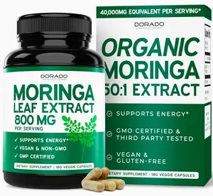 Organic Moringa Capsules (180 Count) Pure Organic Moringa Leaf Powder Supplement - Energy, Skin, Gut Health Support - Vegan Safe, Third Party Tested & Non GMO - USA Made - 180 Capsules