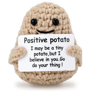 Positive Potato, Cute Crocheted Vegetable with Positive Card