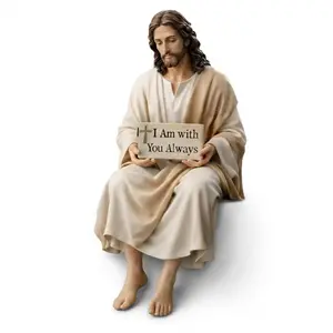 Jesus Small Statue with 'i Am Always with You' Scripture, Christian Home Decor, Inspirational Faith Gift for Prayer Room, Bedroom, Living Room, Church