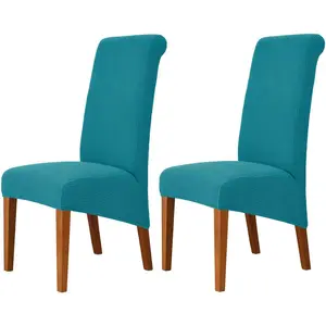 Stretch XL/Oversized Soft Spandex Large Dining Room Chair Covers for Dining,Removable Washable Chair Protectors Slipcovers (Peacock Green, 2)