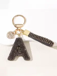 New Fashion Shiny Soft Clay Rhinestone Keychain, Cute Letter Charm Pendant, Women's Bag Accessory, Car Key Chain Decoration Gift, Keychain For Bags